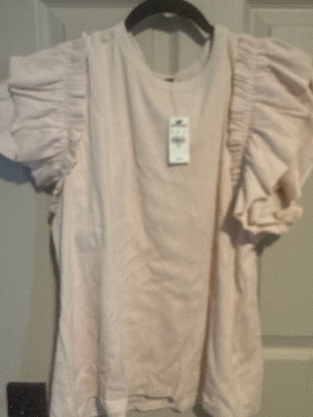Short Sleeve Ruffle Cream Top - Picture 1 of 2